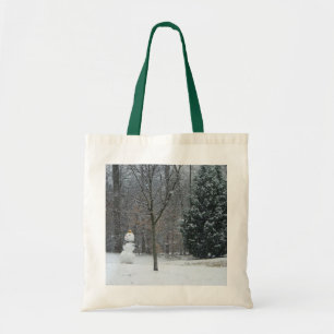 The Neighbour's Snowman Winter Snow Scene Tote Bag