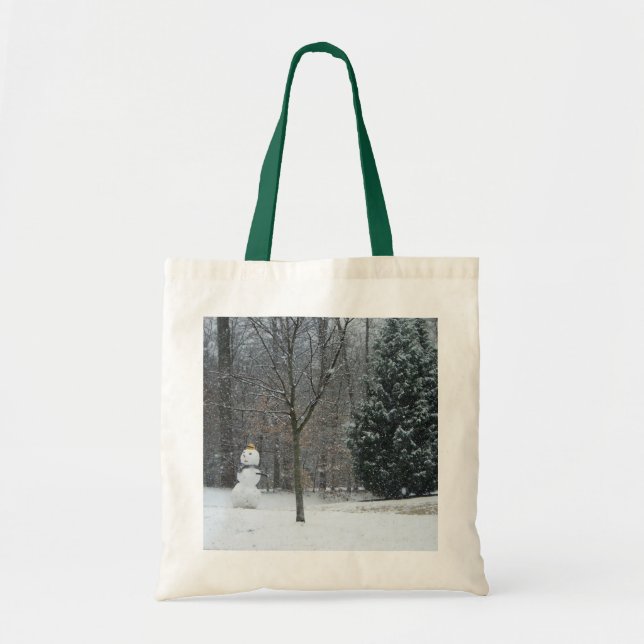 The Neighbour's Snowman Winter Snow Scene Tote Bag (Front)