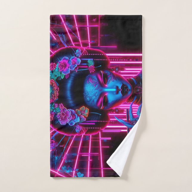 The neon geisha hand towel (Hand Towel)