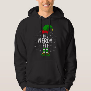 The Nerdy Elf Xmas Matching Family Funny Christmas Hoodie