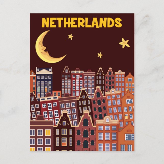 The Netherlands at Night Postcard (Front)