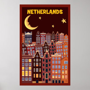 The Netherlands at Night Poster