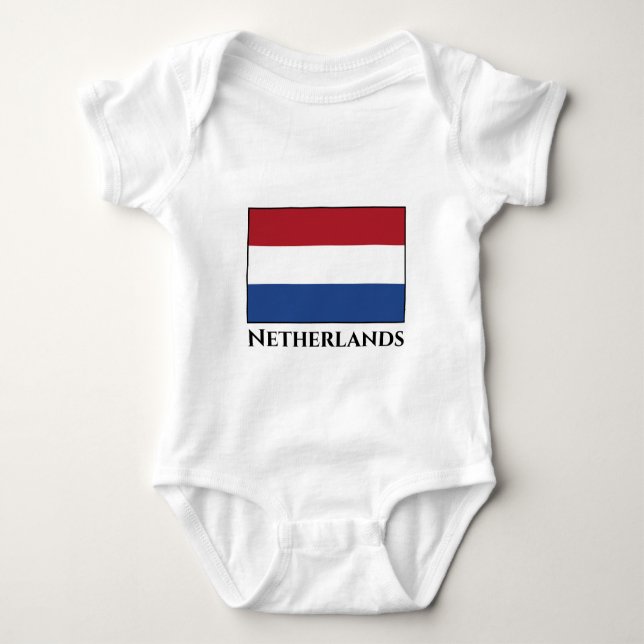 The Netherlands (Dutch) Flag Baby Bodysuit (Front)