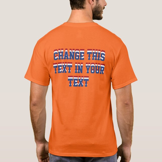 The Netherlands Dutch Flag Colours Typography T-Shirt (Back)