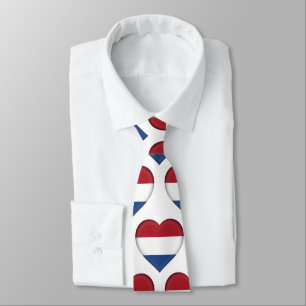 The Netherlands Flag Colours Heart Pattern Neck Ti Tie