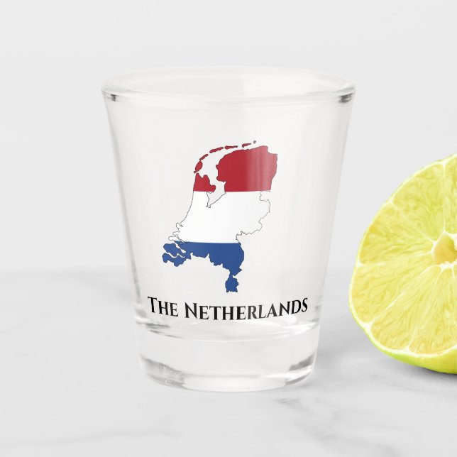 The Netherlands Flag Map Shot Glass (Front)