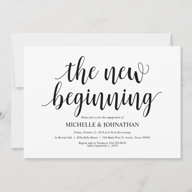 The new beginning, Engagement Party invites (Front)