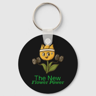 The New Flower Power Funny Plant Gym Workout Desig Key Ring