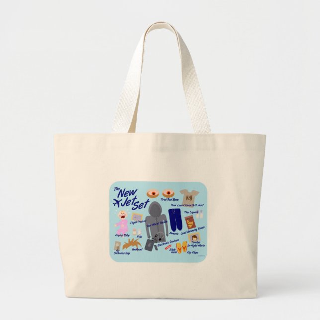 The New Jet Set Fun Travel Times Humour Large Tote Bag (Front)