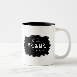 The New Mr. and Mr. Gay Wedding Newlyweds Photo Two-Tone Coffee Mug