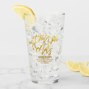 The New Mr and Mrs (add name, date, venue) Gold Glass