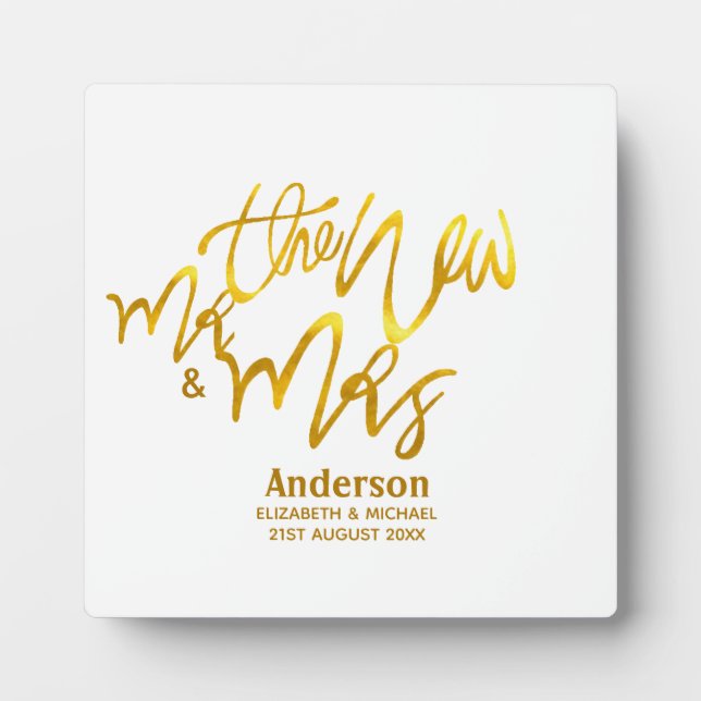 The New Mr and Mrs (add name, date, venue) Gold Plaque (Front)
