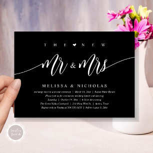 The New Mr and Mrs, Modern Wedding Dinner Party Invitation