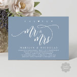 The New Mr and Mrs, Modern Wedding Dinner Party Invitation<br><div class="desc">Elegantly announce your happily ever after with our modern beautiful dusty blue theme wedding elopement celebration invitation card, "Happily Ever After Brunch". Tailored for couples continuing their love story, this invitation strikes a perfect balance of sophistication and charm, setting the scene for an unforgettable event. Featuring a modern contemporary script...</div>