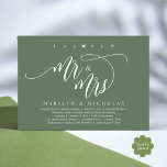 The New Mr and Mrs, Modern Wedding Dinner Party Invitation<br><div class="desc">Elegantly announce your happily ever after with our modern beautiful sage green theme wedding elopement celebration invitation card, "Happily Ever After Brunch". Tailored for couples continuing their love story, this invitation strikes a perfect balance of sophistication and charm, setting the scene for an unforgettable event. Featuring a modern contemporary script...</div>