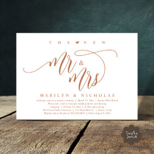 The New Mr and Mrs, Modern Wedding Dinner Party Invitation