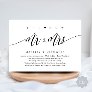The New Mr and Mrs, Modern Wedding Dinner Party Invitation
