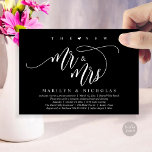 The New Mr and Mrs, Modern Wedding Dinner Party Invitation<br><div class="desc">Elegantly announce your happily ever after with our modern beautiful classy black white theme wedding elopement celebration invitation card, "Happily Ever After Brunch". Tailored for couples continuing their love story, this invitation strikes a perfect balance of sophistication and charm, setting the scene for an unforgettable event. Featuring a modern contemporary...</div>