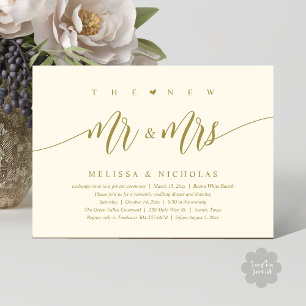 The New Mr and Mrs, Modern Wedding Dinner Party Invitation