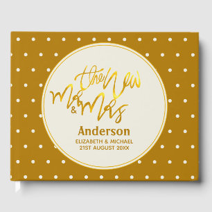 The New Mr and Mrs (name,date) Wedding Gold Decor Guest Book