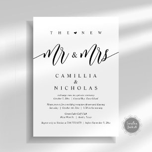 The New Mr and Mrs, Wedding Elopement Dinner Party Invitation
