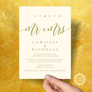 The New Mr and Mrs, Wedding Elopement Dinner Party Invitation