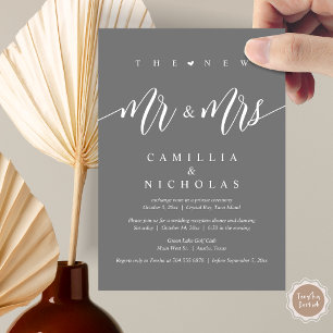 The New Mr and Mrs, Wedding Elopement Dinner Party Invitation