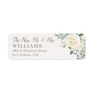 The New Mr and Mrs White Floral Address Labels