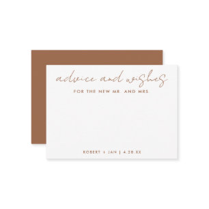 The New Mr + Mrs Minimalist Terracotta Wedding Adv Advice Card