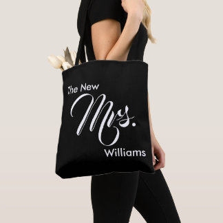 The New Mrs. Black and White Script Template Tote Bag