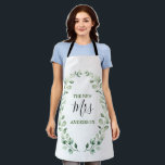 The New Mrs Greenery Wreath Personalized Wedding Apron<br><div class="desc">This botanical inspired design features elegant and soft watercolor greenery wreath. Personalize the apron with your name,  initial or anything you want!</div>