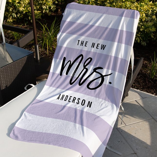 The New Mrs. | Lavender Personalised Bride Beach Towel (Creator Uploaded)