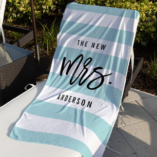 The New Mrs.   Mint Personalised Bride Beach Towel