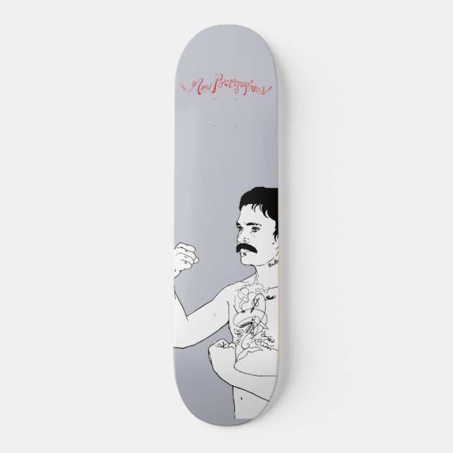 The New Pornographers Grey Boxer Skateboard (Front)
