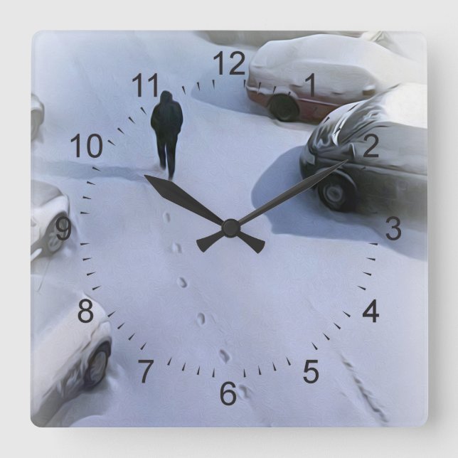 The new snow square wall clock (Front)