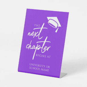 The Next Chapter Elegant Minimal Blue Violet Chic Pedestal Sign