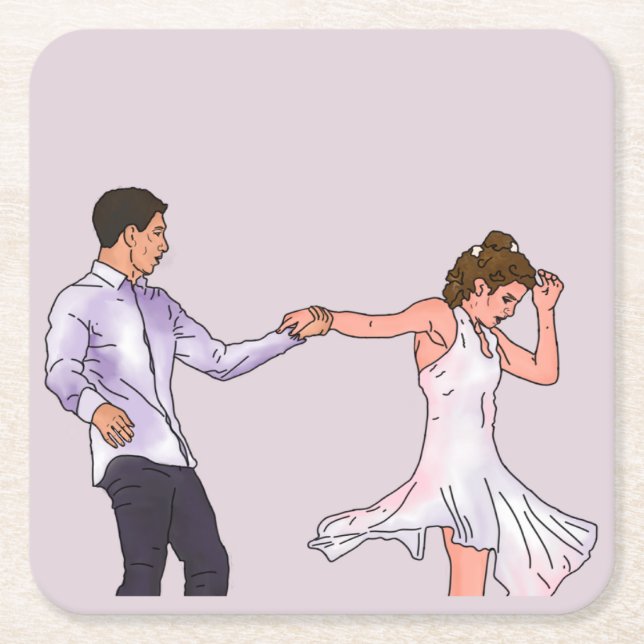 The Next Step James and Riley 'Flying' dance  Square Paper Coaster (Front)