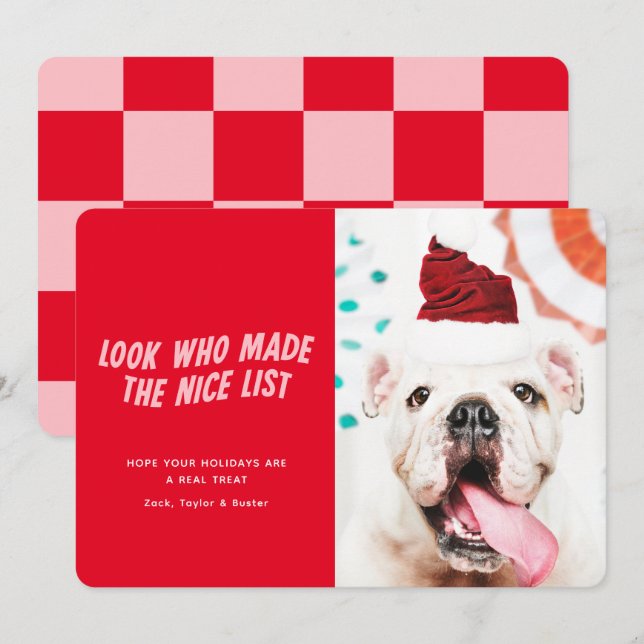 The Nice List | Christmas Holiday Pet Dog Photo Card (Front/Back)