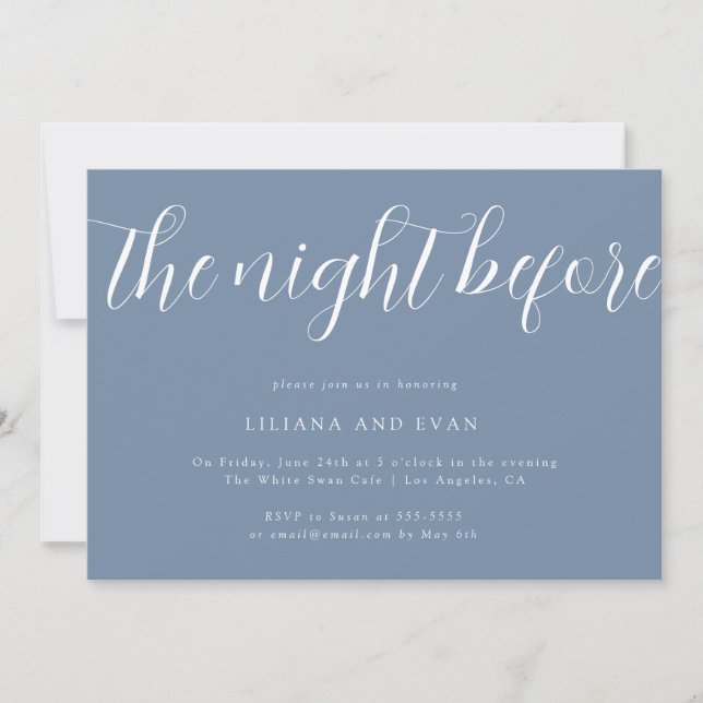 The Night Before Blue Rehearsal Dinner Invitation (Front)