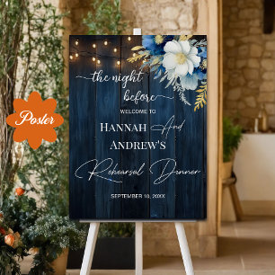 The Night Before Blue Wood Wedding Welcome Poster