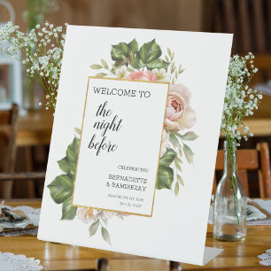 The Night Before Boho Calligraphy Wedding Welcome Pedestal Sign