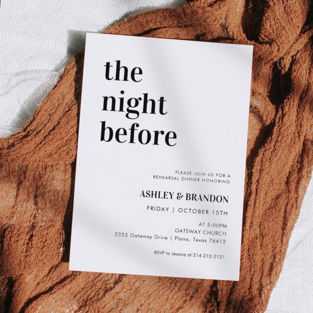 The Night Before Bold Wedding Rehearsal Dinner Invitation (Creator Uploaded)