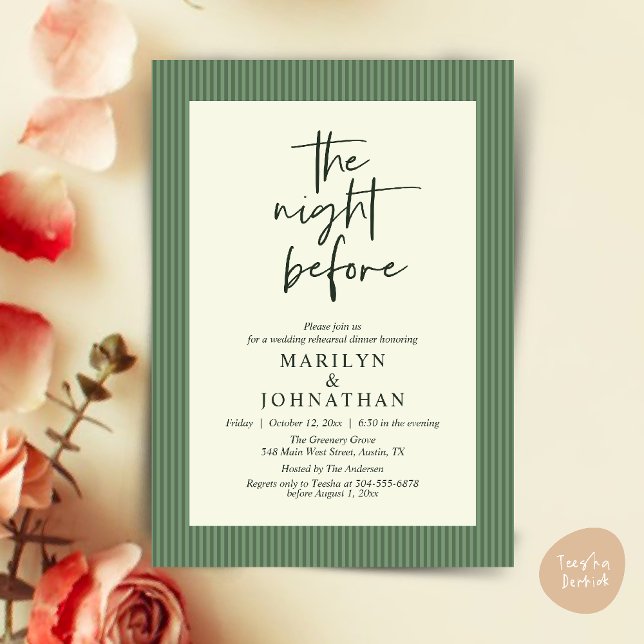 The Night Before Classic Neutral Wedding Rehearsal Invitation (The Night Before Classic Neutral Wedding Rehearsal Invitation card PDF Sage Green)