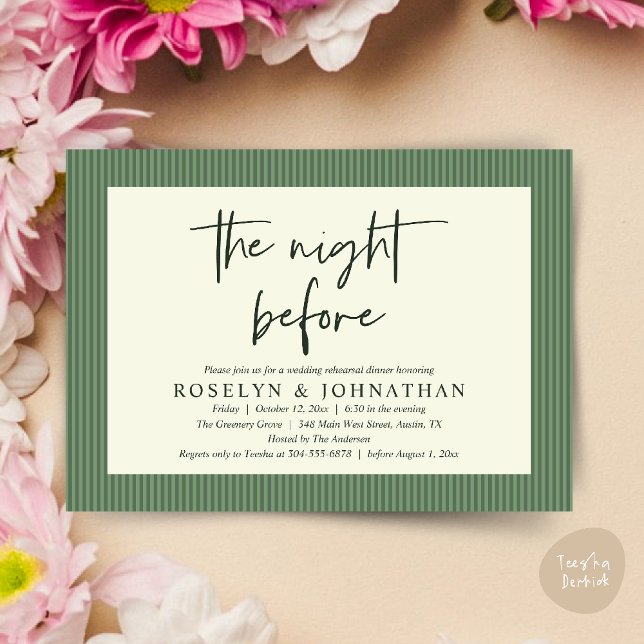 The Night Before Classic Neutral Wedding Rehearsal Invitation (The Night Before Classic Neutral Wedding Rehearsal Invitation card PDF Sage Green)