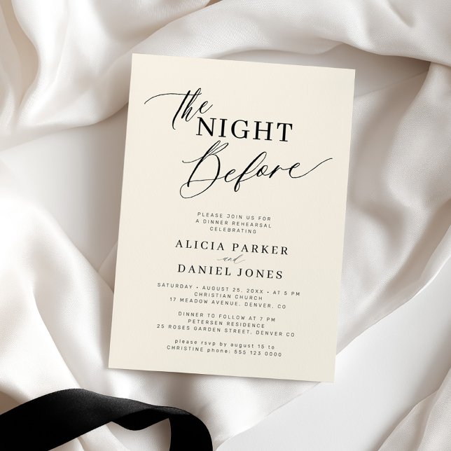 The night before cream rehearsal dinner invitation (Creator Uploaded)