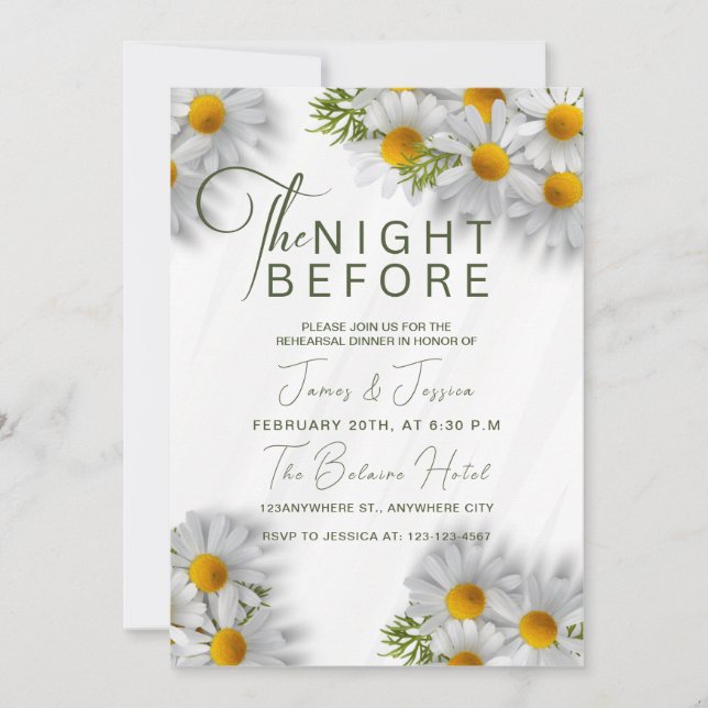The Night Before Daisy Wedding Rehearsal Dinner Invitation (Front)