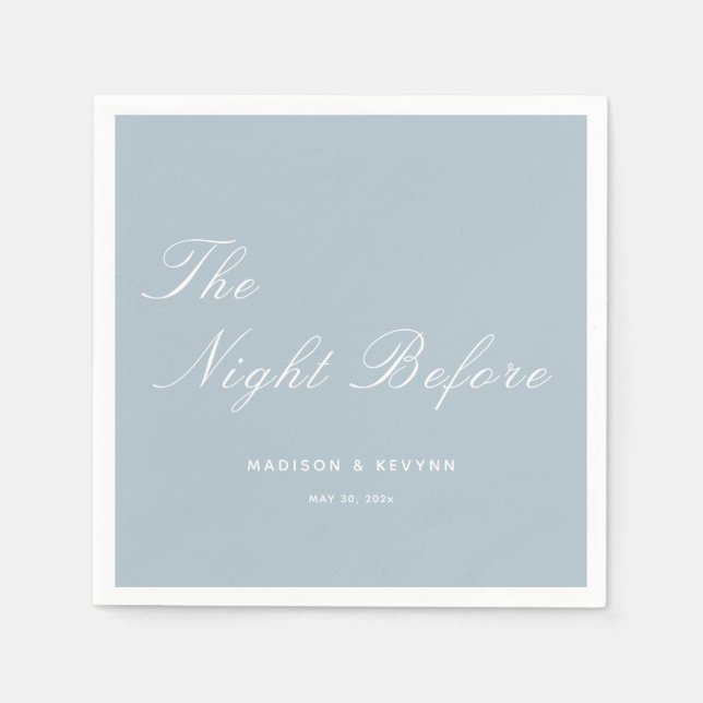 The Night Before Dusty Blue Wedding Napkin (Front)