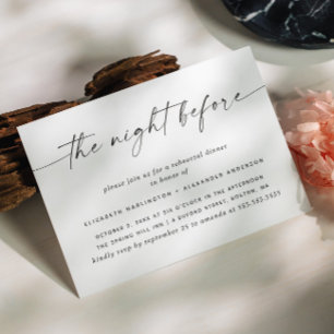 The night before. Elegant modern rehearsal dinner Invitation