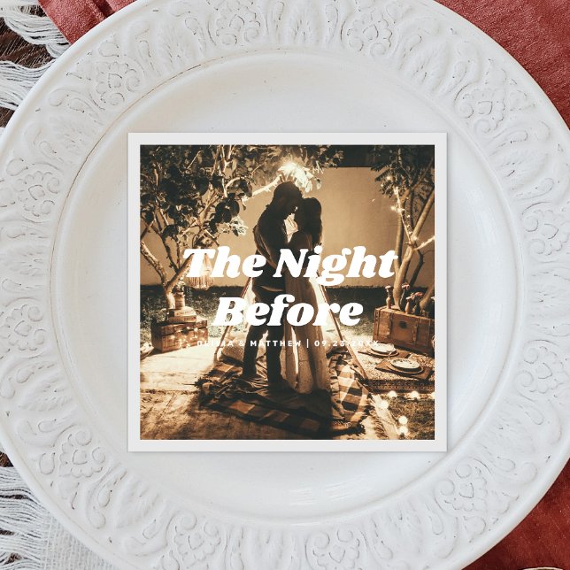 The night before. Elegant photo Rehearsal dinner Napkin (Creator Uploaded)