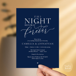 “The Night Before Forever” Ivory Navy Rehearsal Invitation